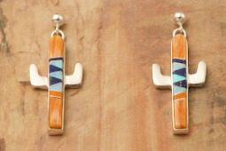 Calvin Begay Genuine Spiny Oyster Shell Cactus Earrings